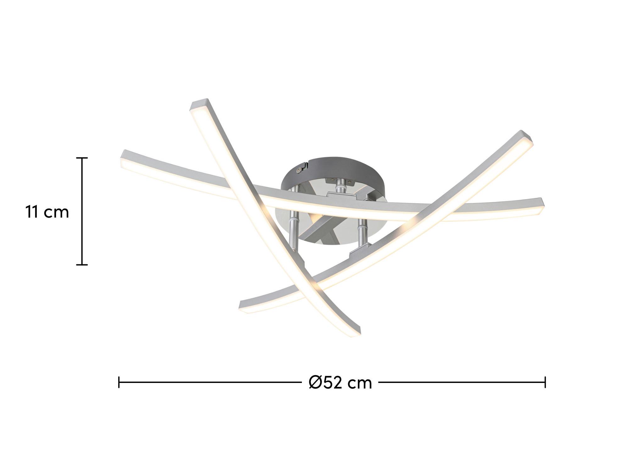LED-TAKLAMPA KRISTINA - kromfärg/silver, Modern, metall/plast (56/56/11cm) - Mömax