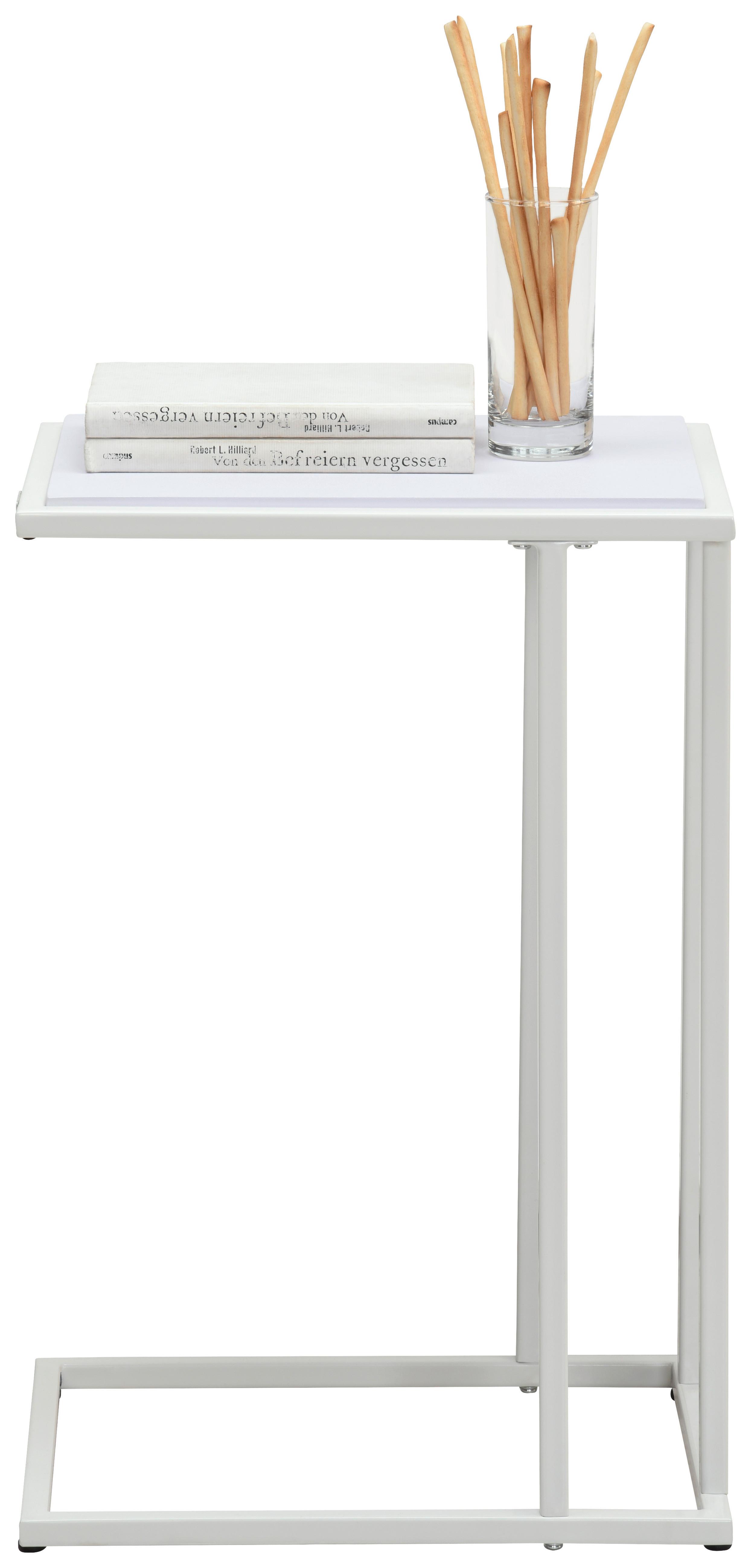 STOLIK BOCZNY PROMO - biały, Design, materiał drewnopochodny/metal (40/30/60cm) - Carryhome