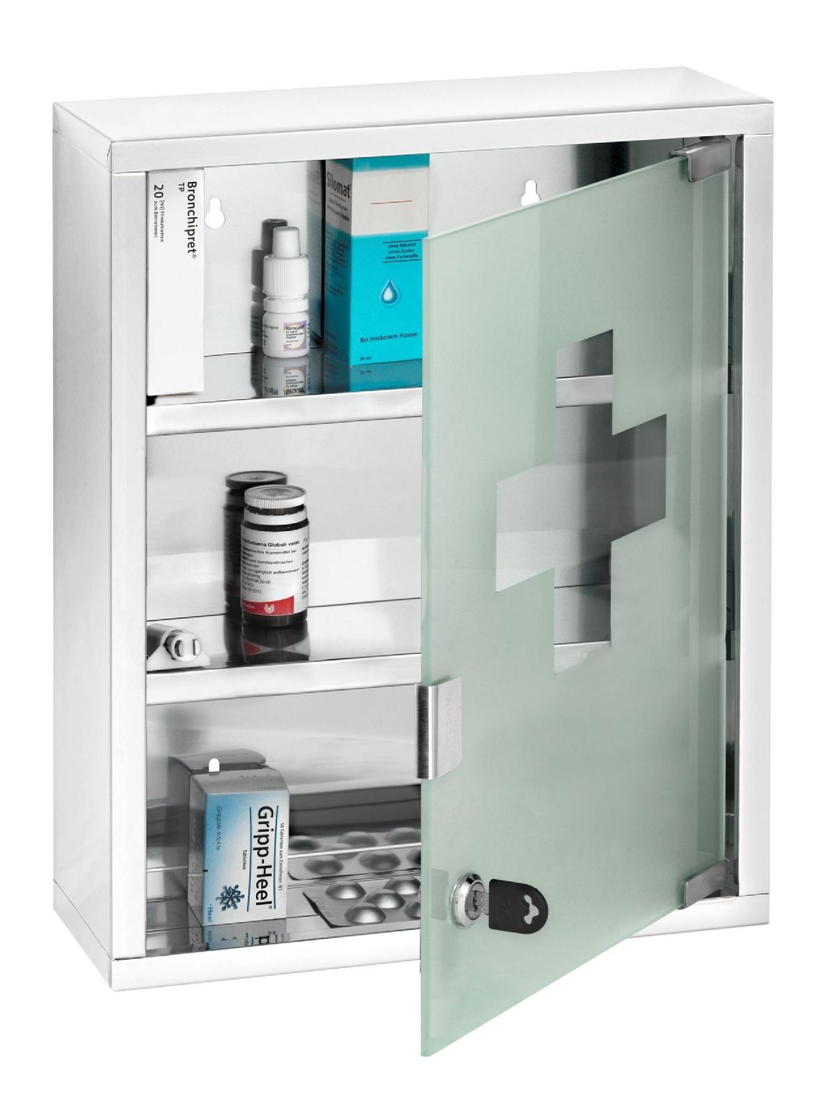 Dulap pentru medicamente DULAP MEDICAMENTE - Modern, sticlă/metal (30/40/12cm) - Wenko