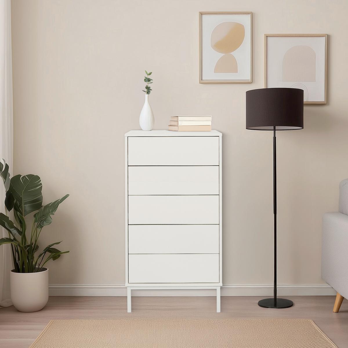 Komoda Bjordal, Bela - bela, Moderno, kovina/leseni material (55/100/40cm) - MID.YOU