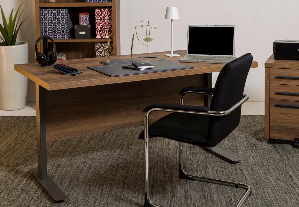 Radni Sto Rilega - boja orahovog drveta/antracit, Moderno, metal/pločasti materijal (150/75/80cm) - Modern Living