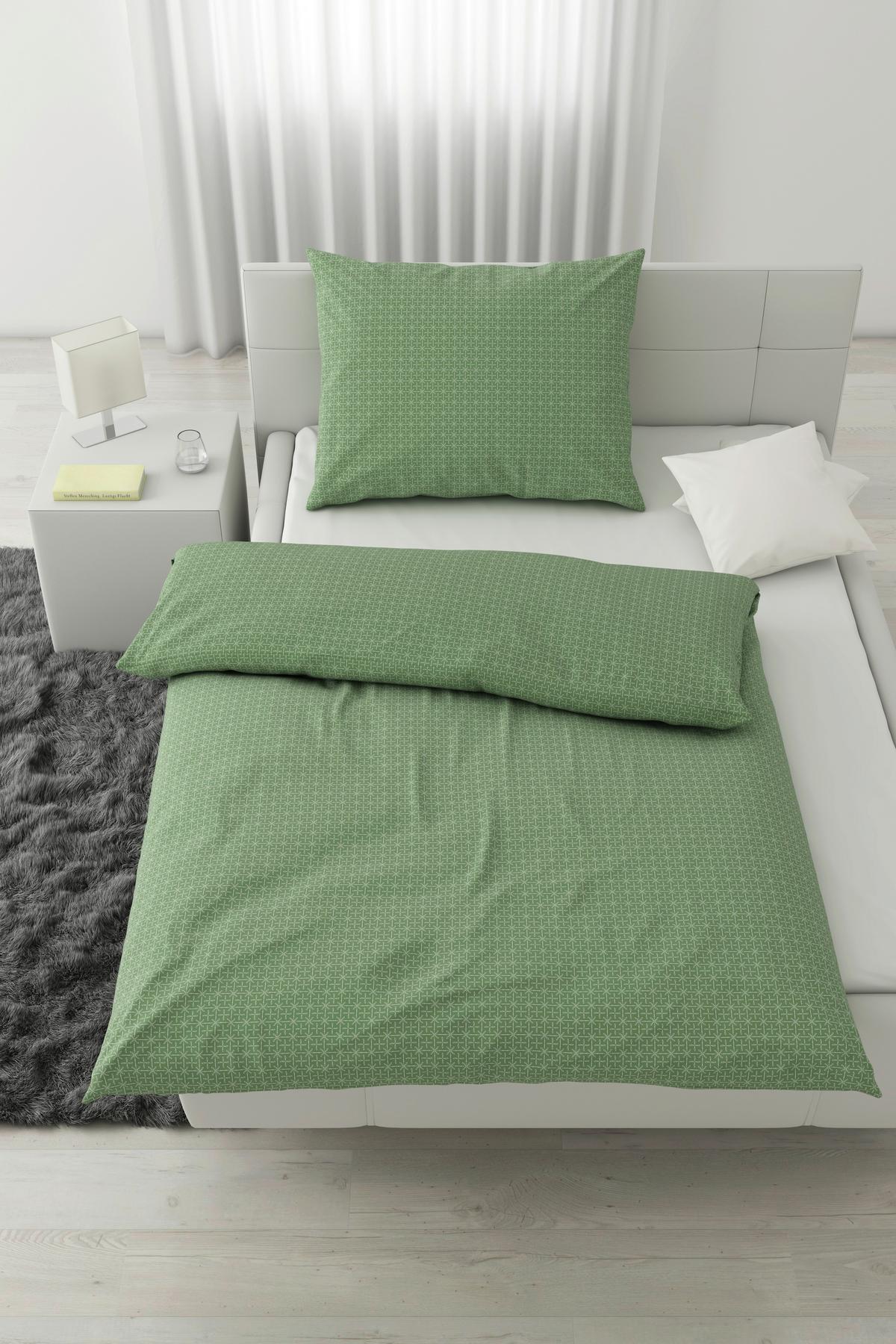 BETTWÄSCHESET LAURA - Grün, Konventionell, Textil (160/210cm) - Modern Living
