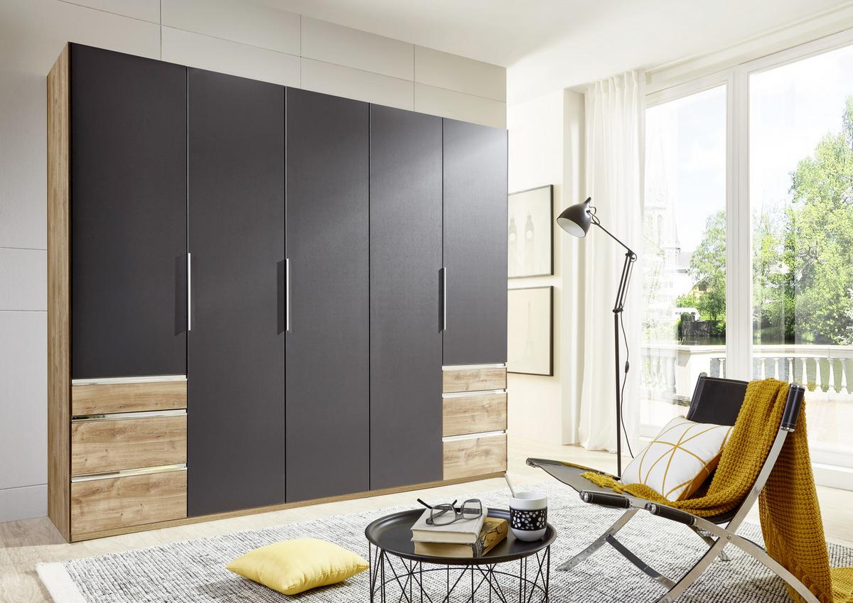 Ormar S Klasičnim Vratima Level 36a - boje grafita/boje hrasta, Moderno, drvni materijal/metal (250/216/58cm) - Modern Living