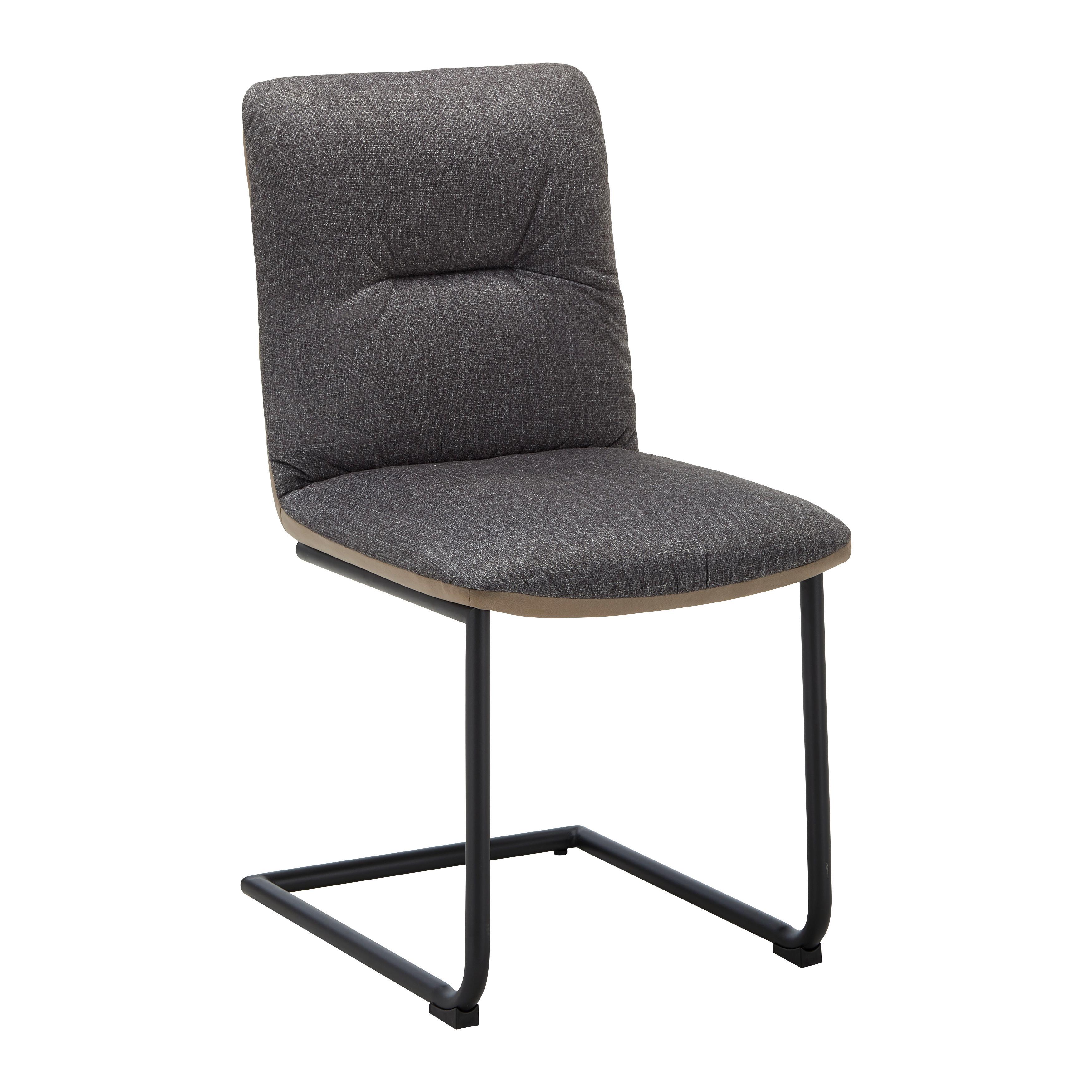 KRZESŁO NA PŁOZIE SARAH - czarny/szarobrązowy, Modern, metal/drewno (49/88/59cm) - Bessagi Home