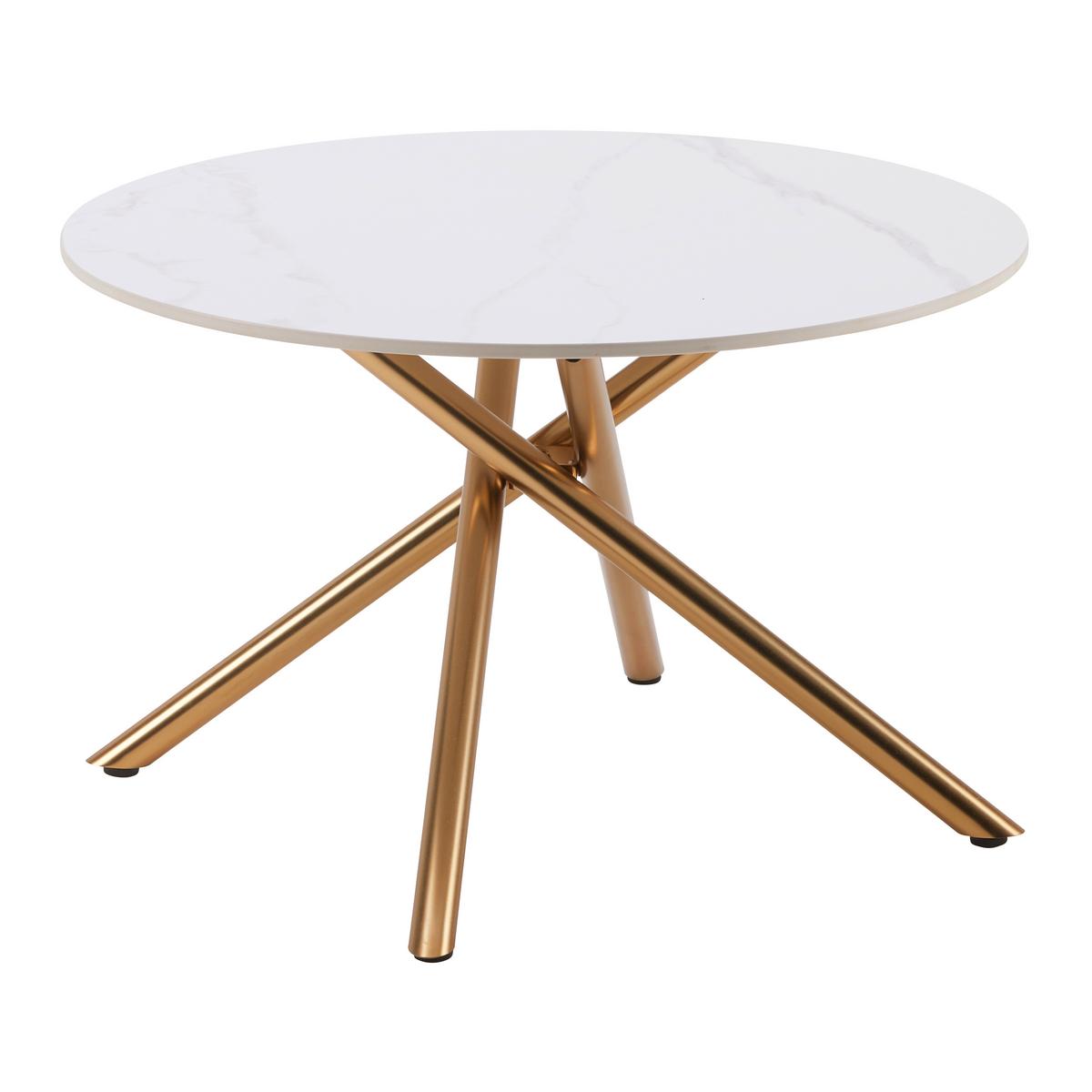 Couchtisch Marbella Weiß/Goldfarben - Goldfarben/Weiß, MODERN, Keramik/Metall (70/70/44cm) - Mömax