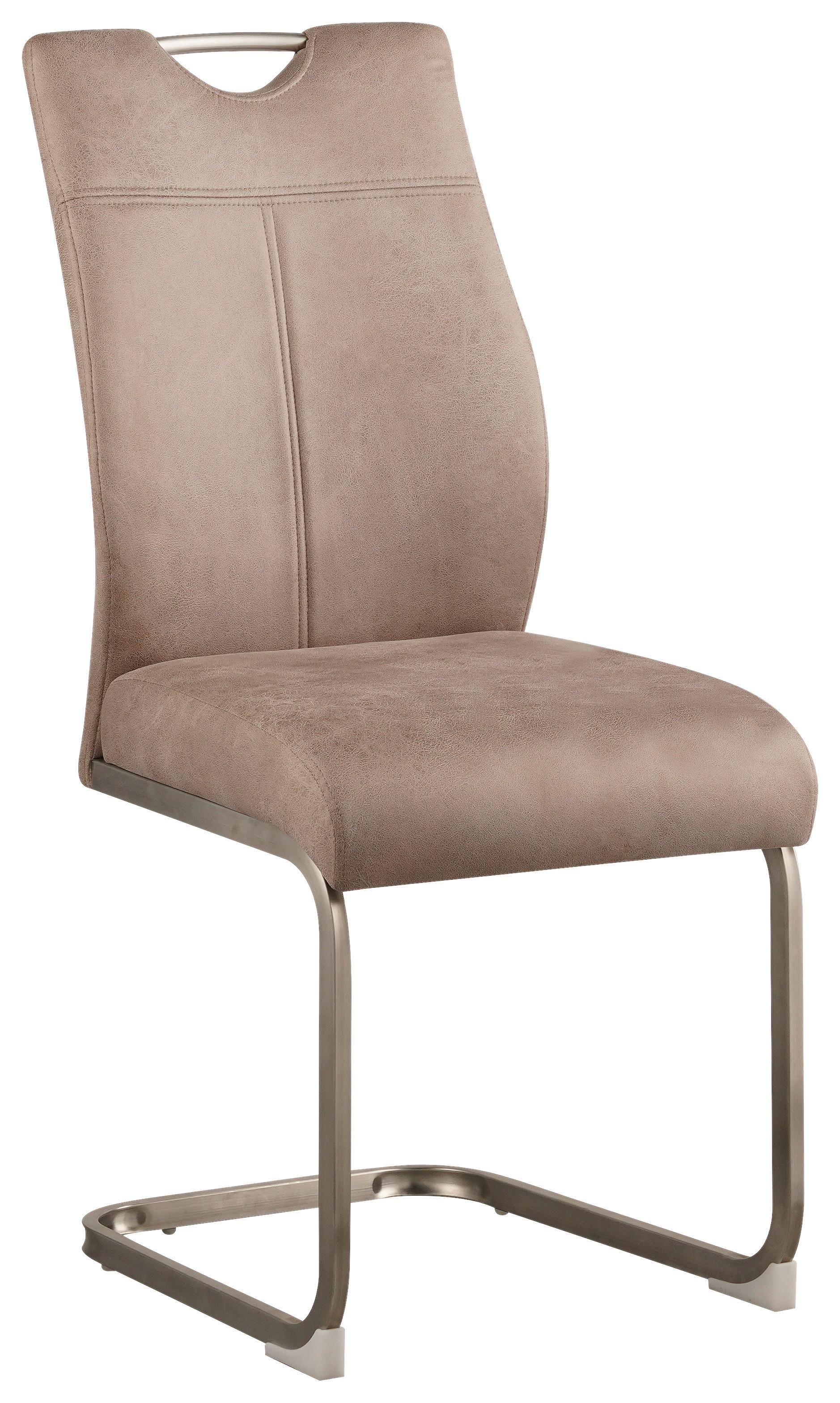 KRZESŁO NA PŁOZIE GUIDO - kolor naturalny/kolor stalowy, Design, metal/tkanina (43/97/57cm) - Carryhome