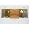 Highboard Weiß/Eiche - Chromfarben/Eichefarben, MODERN, Glas/Holz (177/117/42cm) - PREMIUM LIVING