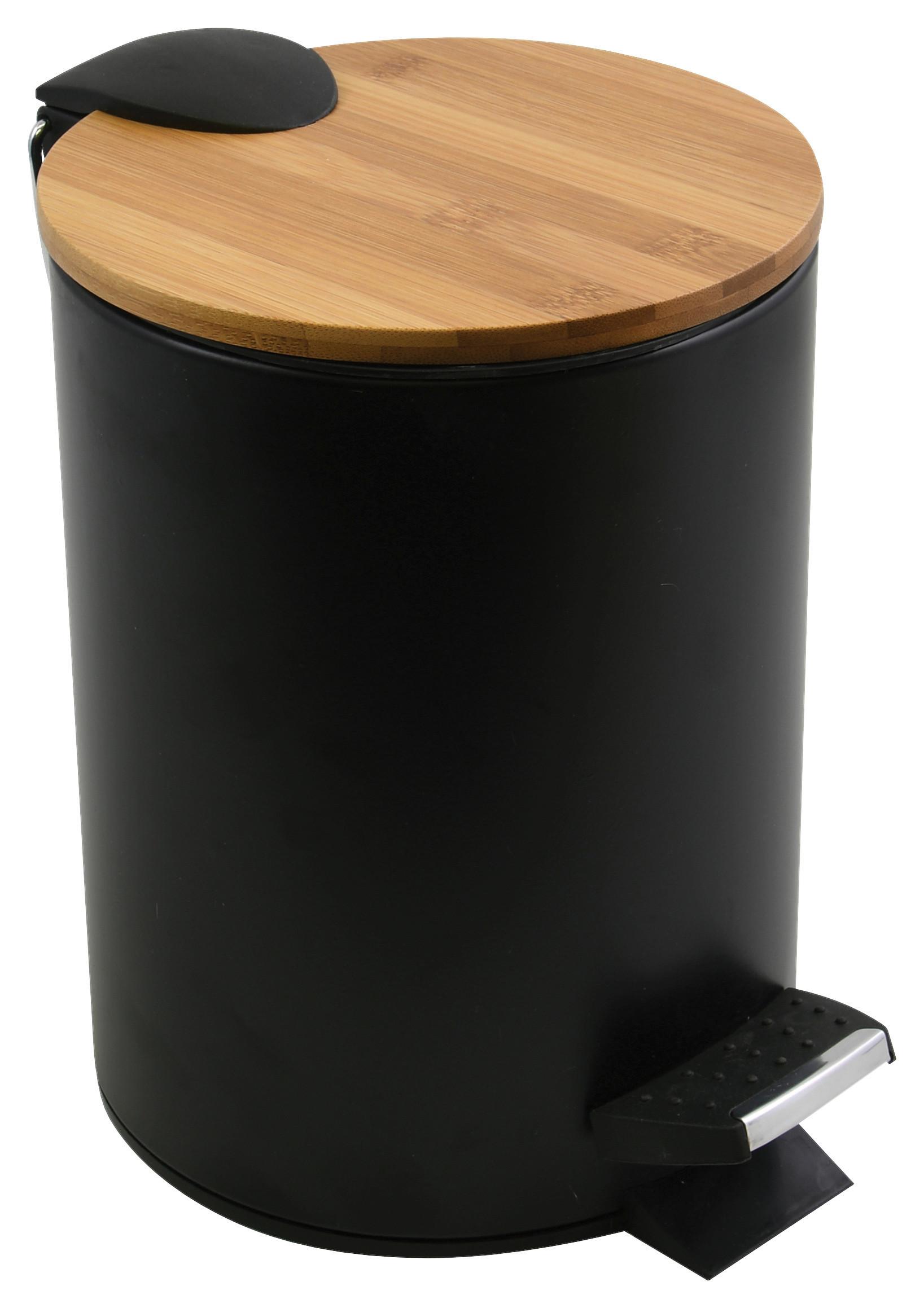 Treteimer Adonis - Schwarz, Konventionell, Holz/Kunststoff (25,5/20,5/26,5cm) - Spirella
