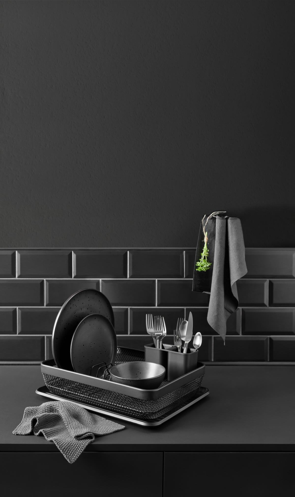 SUSZARKA DO NACZYŃ MODERN KITCHEN - czarny, Basics, tworzywo sztuczne/metal (41/30/13,5cm) - Homeware Profession.