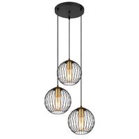 Hängeleuchte Eusebius in Schwarz max. 60 Watt - Messingfarben/Schwarz, Basics, Metall (39/150cm) - Globo