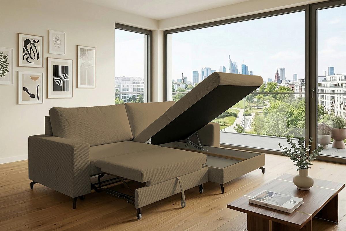 Kutna Garnitura Clara - svijetlo smeđa, Moderno, tekstil (240/177cm) - Modern Living