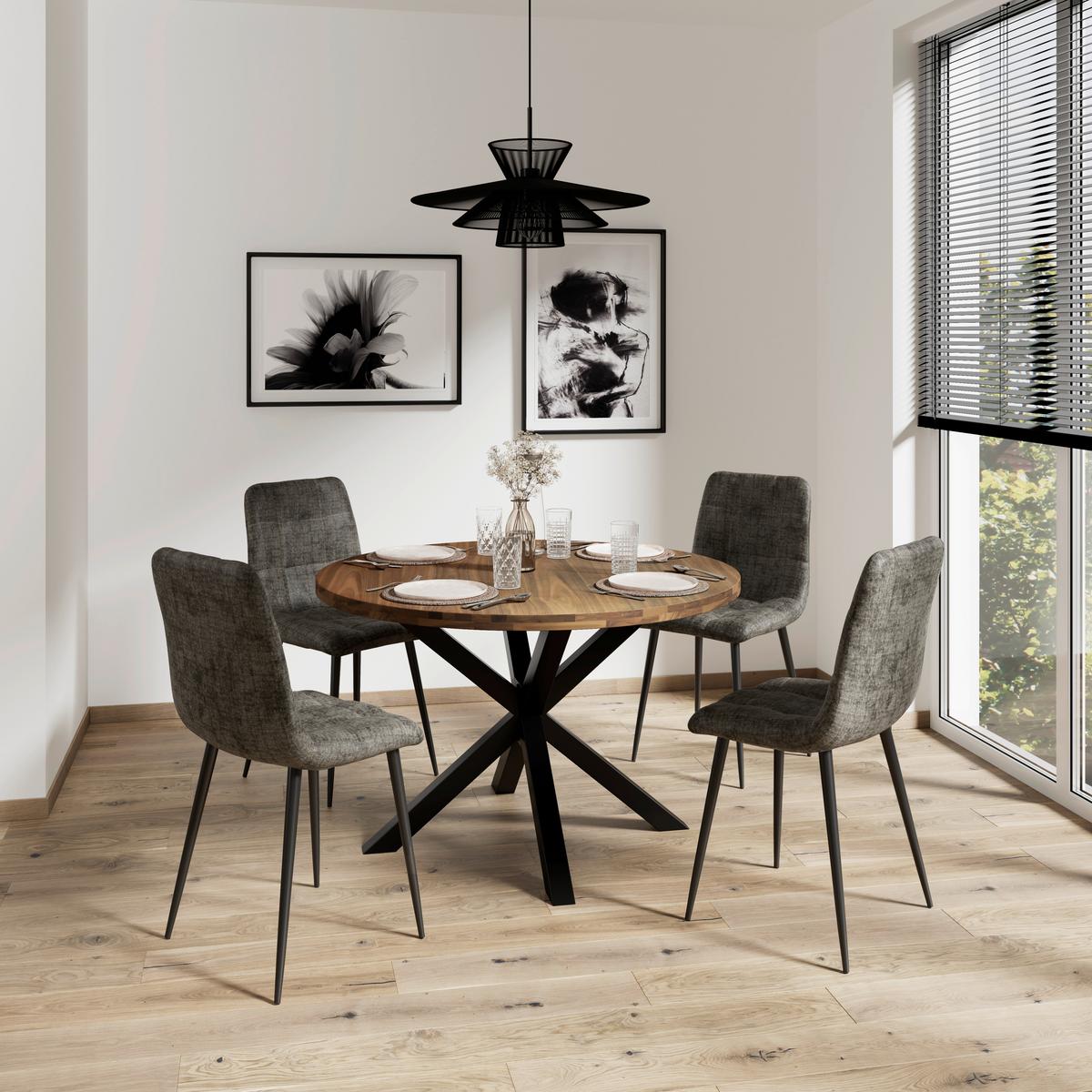 Stuhl Mino Grau Webstoff Gepolstert - Schwarz/Grau, MODERN, Holz/Textil (46/88/54cm) - Bessagi Home