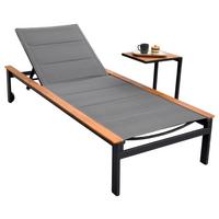 Vrtni Ležalnik Paxos, Siva, Z Mizico - siva/barve grafita, Moderno, kovina/umetna masa (198/103/84cm) - Gardenson