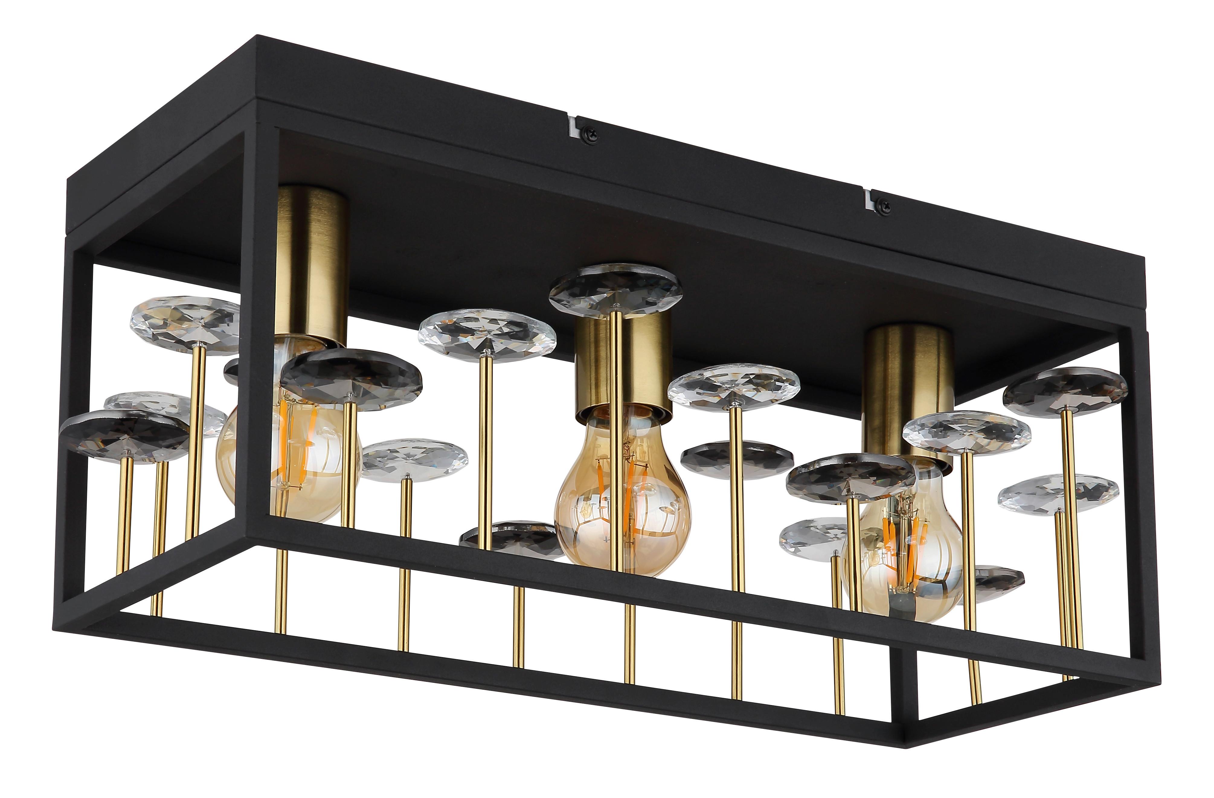 DECKENLEUCHTE 15644D - Klar/Goldfarben, Basics, Glas/Metall (45/18/20cm) - Globo