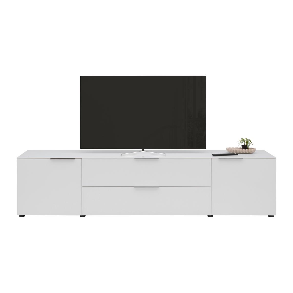 TV-Element Siena Weiß - Chromfarben/Schwarz, MODERN, Glas/Holzwerkstoff (226/55/40cm) - Premium Living