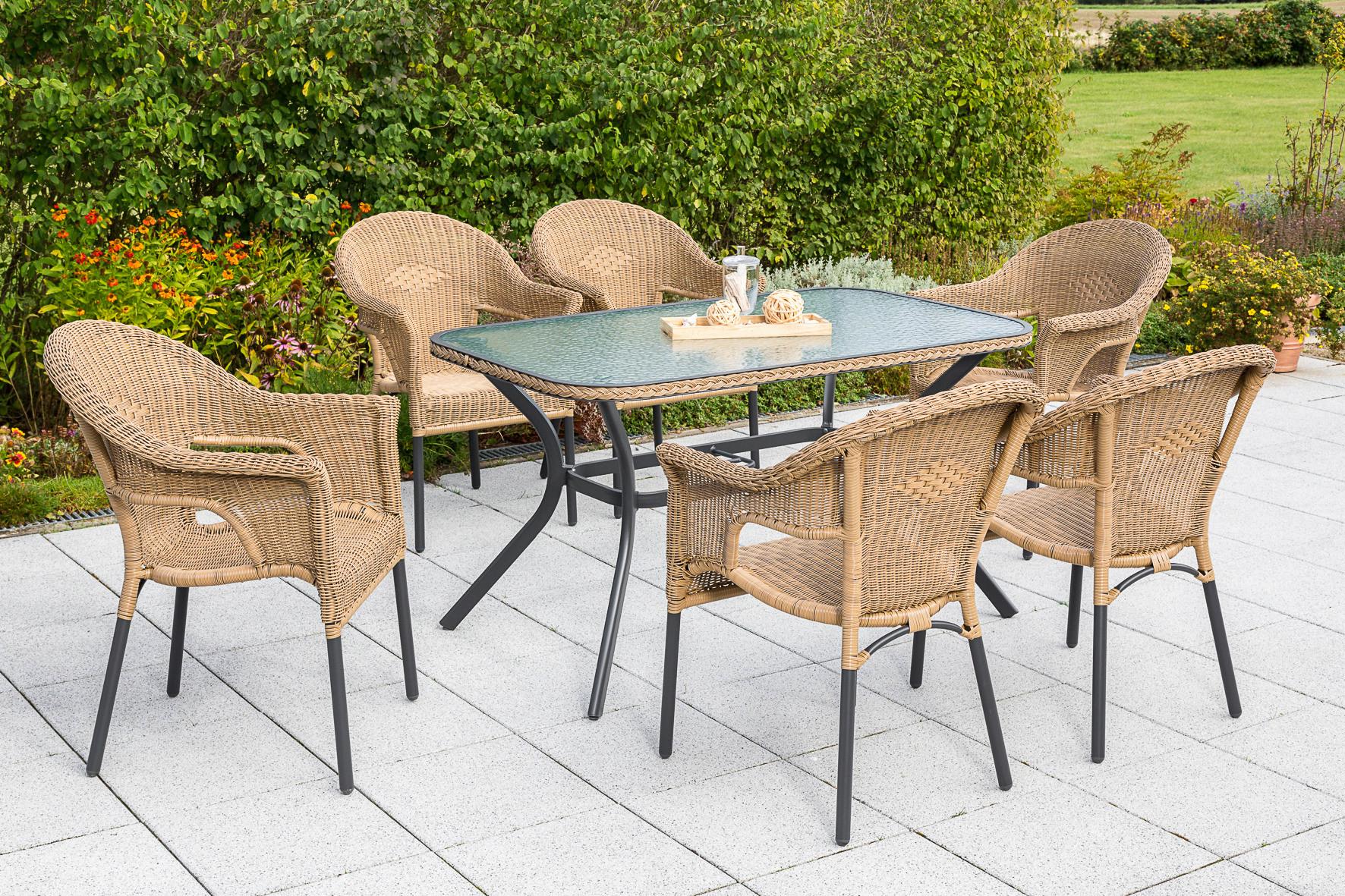 Vrtna Garnitura Ravenna - barve grafita/naravne barve, Romantika, kovina/umetna masa (150/85/74cm) - Gardenson