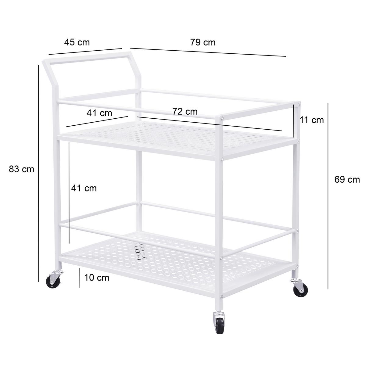Servierwagen Wl7.322 - Weiss, Design, Kunststoff/Metall (79/45/83cm) - MID.YOU