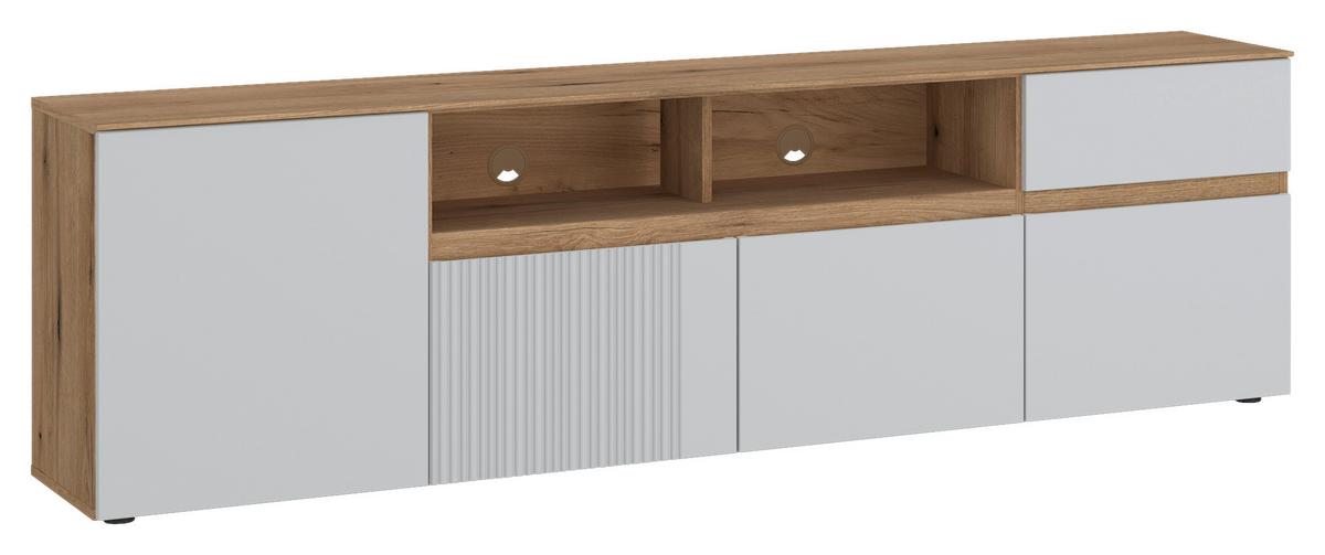 Tv-element Manilla, Barva Hrasta, Svetlo Siva - črna/barve hrasta, Trend, umetna masa/leseni material (200/59,5/40cm)