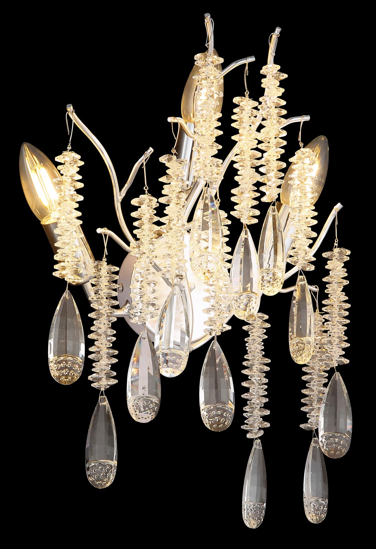 Zidna Svjetiljka Kinga - srebrne boje/prozirno, Konvencionalno, staklo/metal (35/47cm) - Globo