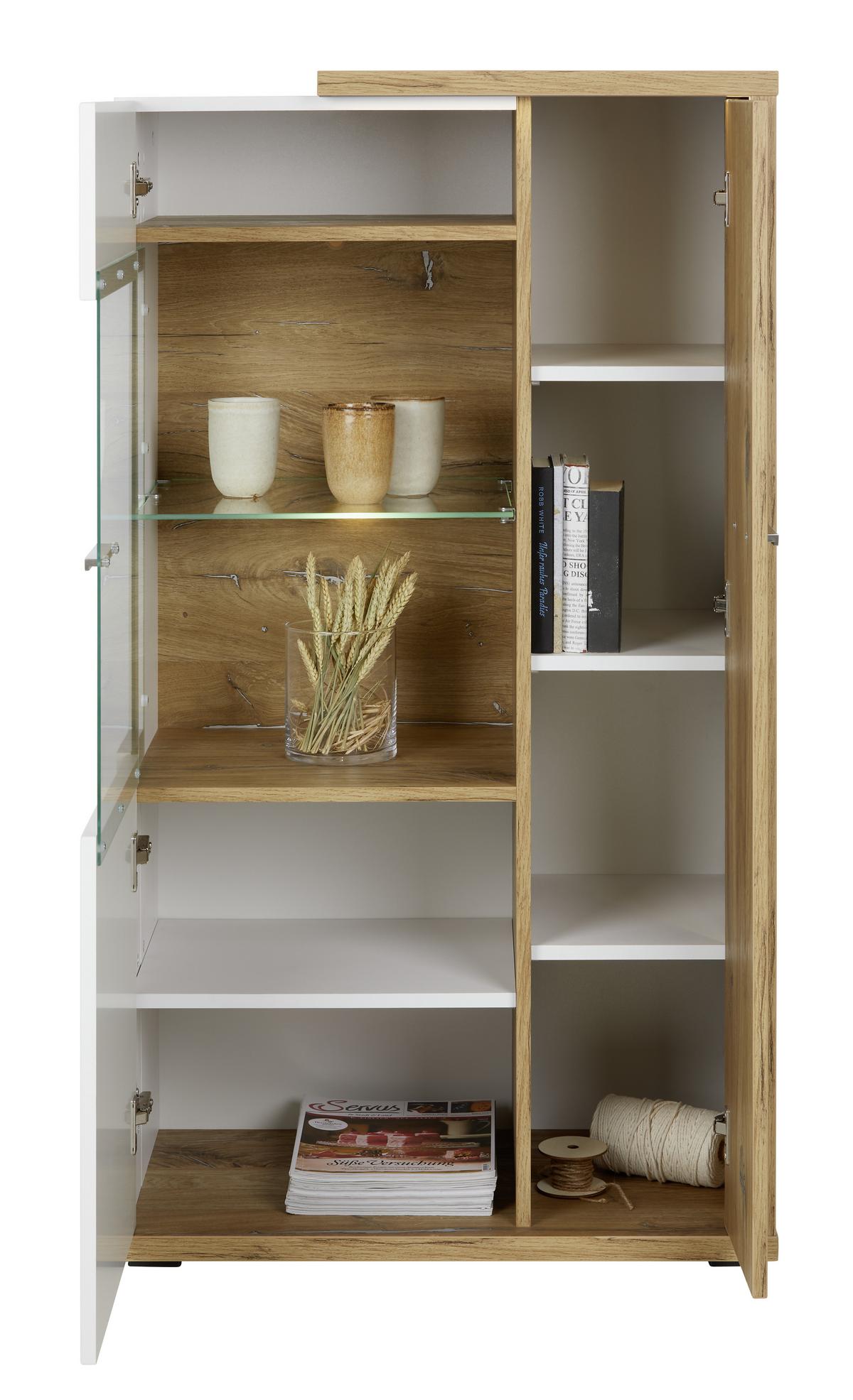 Visoka Komoda Ambiente, Bela, Barva Hrasta - Moderno, umetna masa/steklo (73,5/131,6/43,6cm) - Mömax