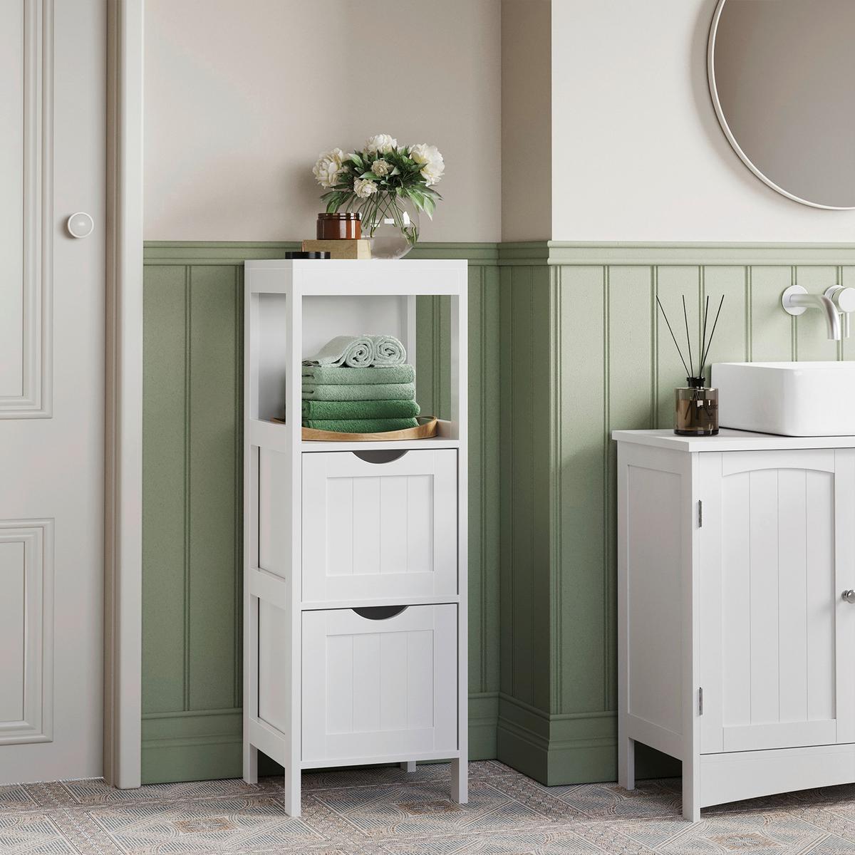 Badezimmerregal ca. 30x89x30, Weiß - Weiß, Trend, Holzwerkstoff (30/89/30cm) - MID.YOU