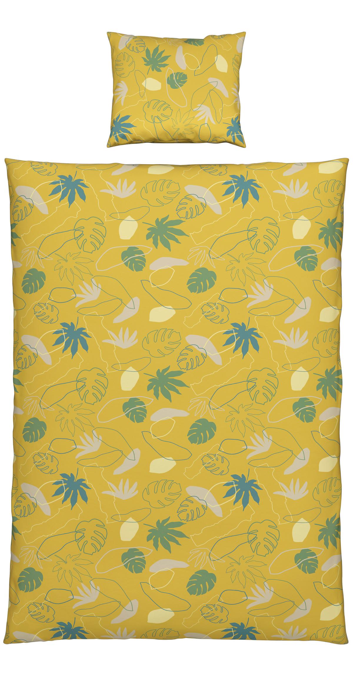 linge de lit KARIN - Blau/Gelb, Konventionell, Textil (160/210cm) - Premium Living