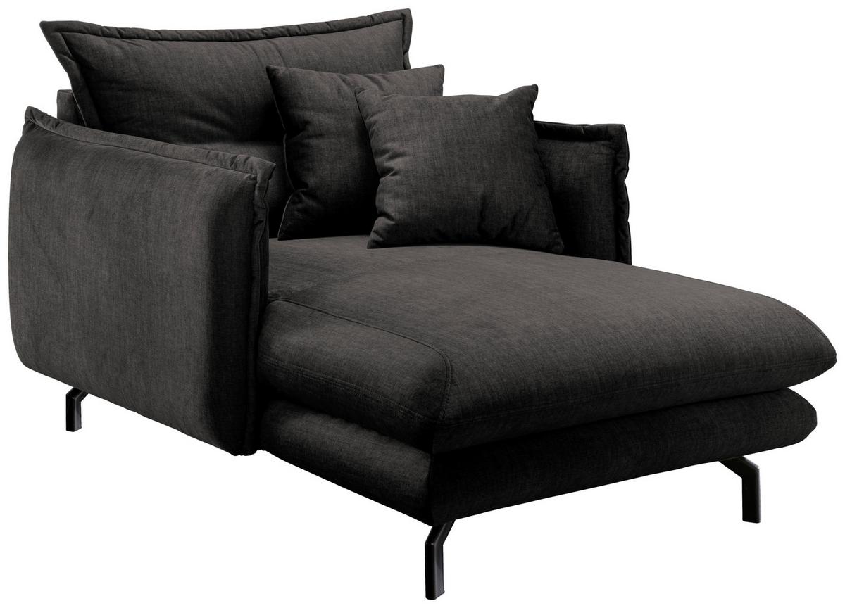 Relaxsessel Lava Anthrazit Velours - Anthrazit/Schwarz, MODERN, Textil/Metall (111/101/167cm) - Livetastic