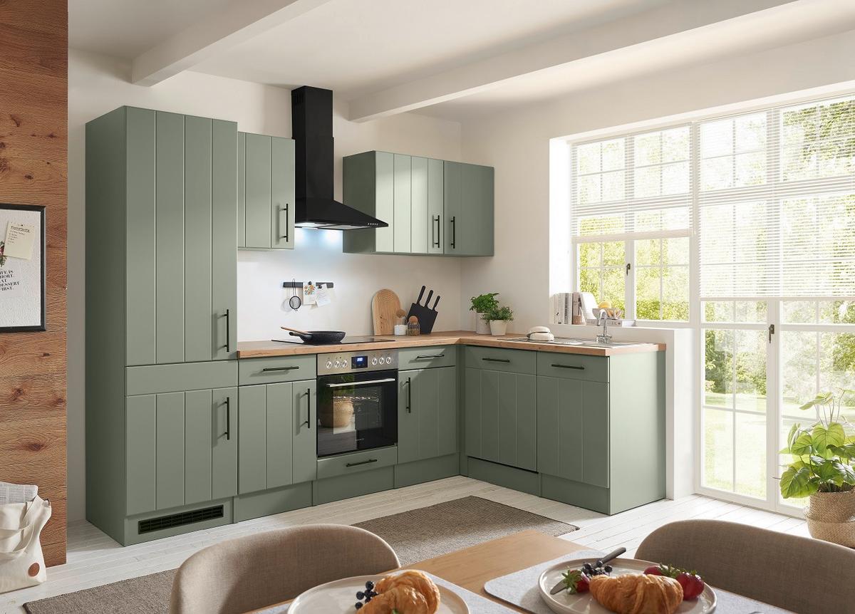 Küchenleerblock Anton o. Geräte Wildeiche/Schilfgrün - Schilfgrün/Wildeiche, Trend, Holzwerkstoff/Metall (280/172cm) - Respekta