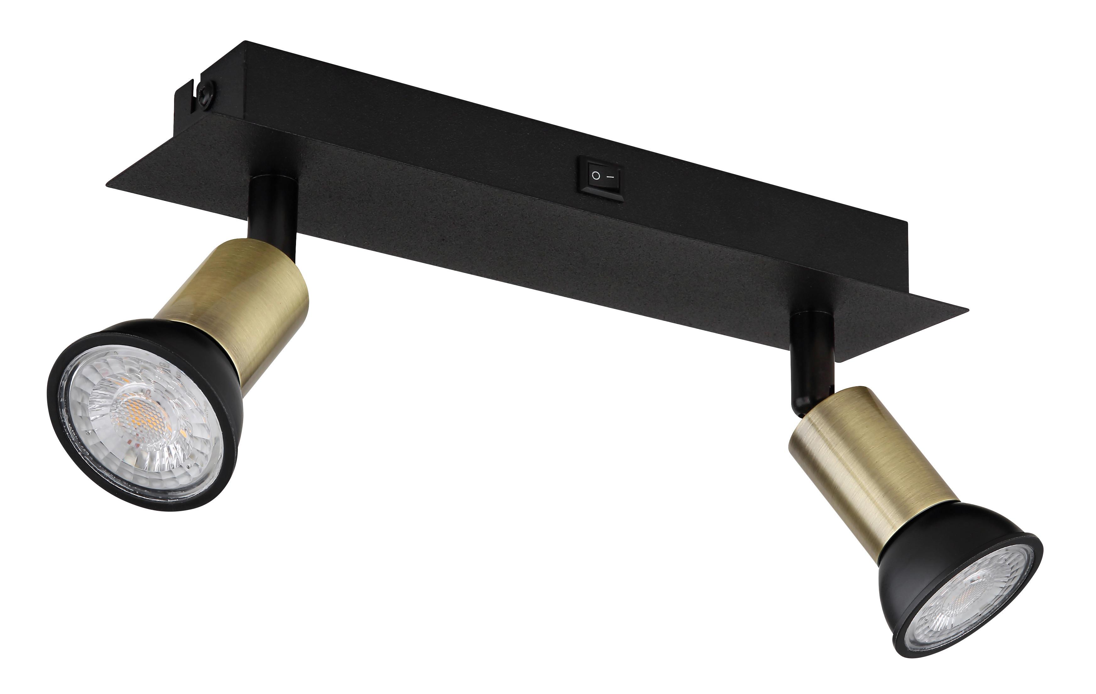 Spotlámpa 57998-2b - fekete/aranyszínű, Design, fém (25/6/9cm) - Globo