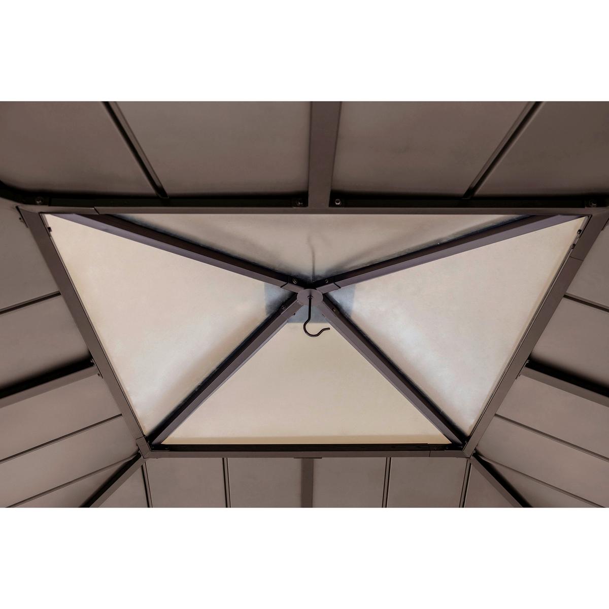 Pavillon Gazebo Pirin Dunkelbraun Echtholz - Dunkelbraun, Basics, Kunststoff/Metall (336/287/336cm)