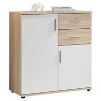 KOMODA BOBBY - kolor srebrny/biały, Konventionell, materiał drewnopochodny/tworzywo sztuczne (80/82/35cm) - Carryhome