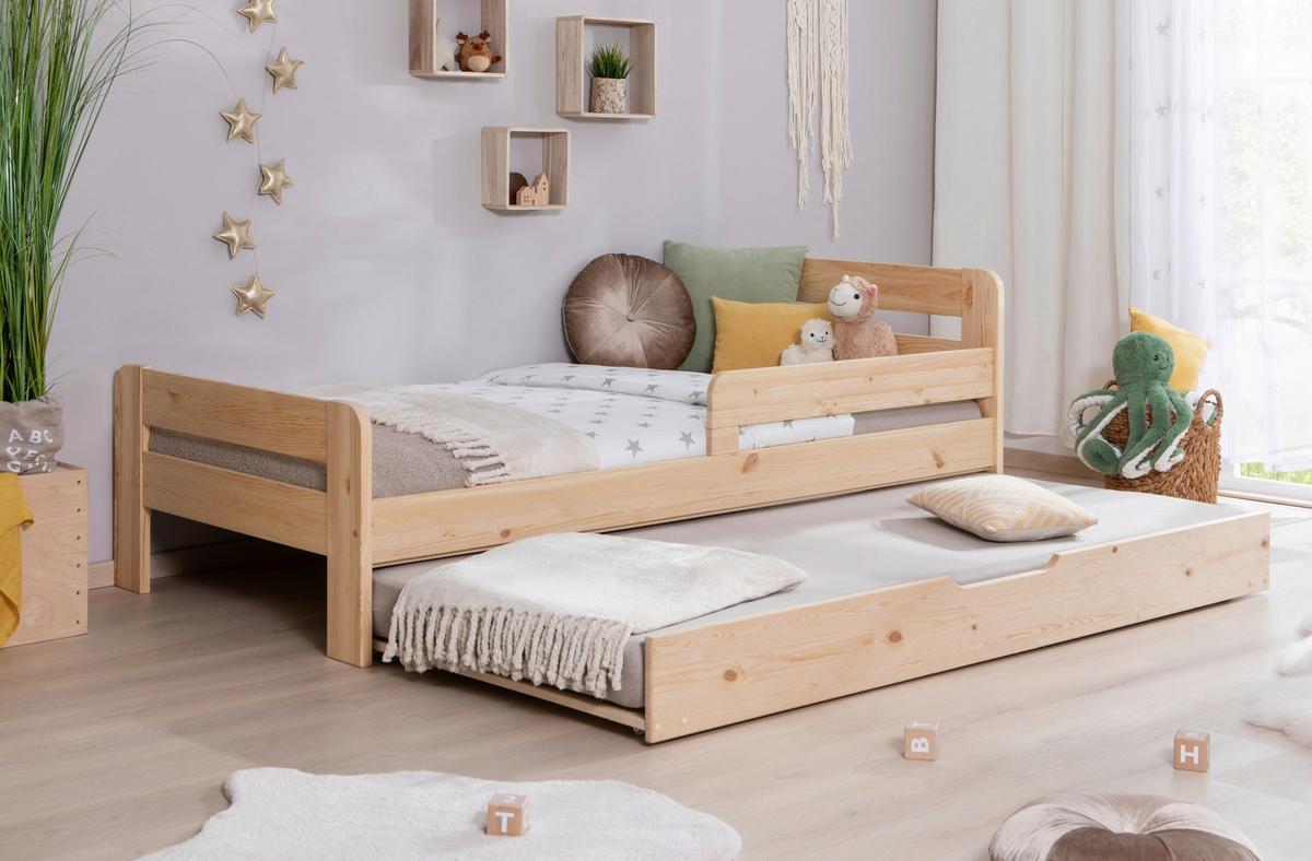Bett Bennet mit Ausziehbett ca. 90x200 cm Kiefer Natur - Naturfarben, MODERN, Holz (90/200cm) - MID.YOU
