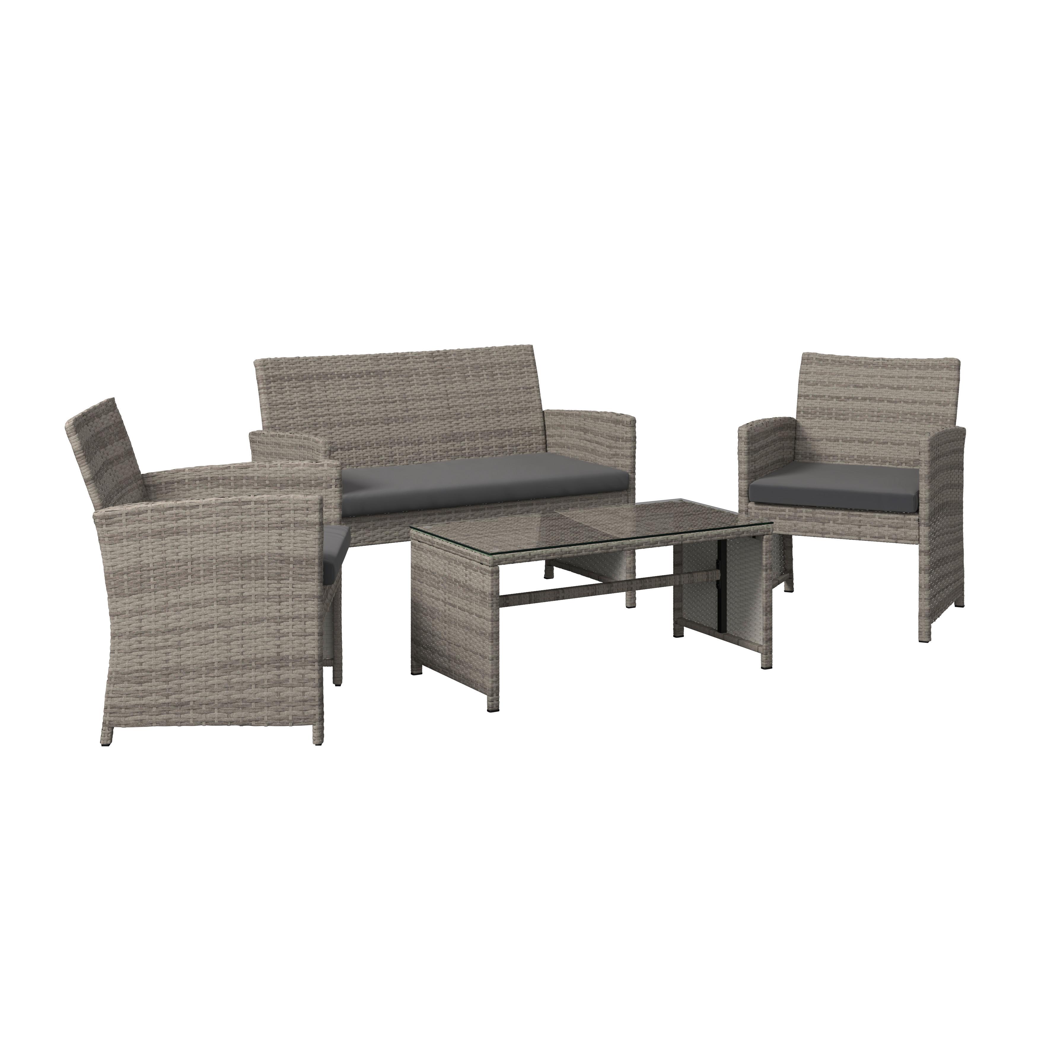 UTEMÖBLER SET MICHELLE 2 - klar/ljusgrå, Basics, metall/glas (62/107/76cm)