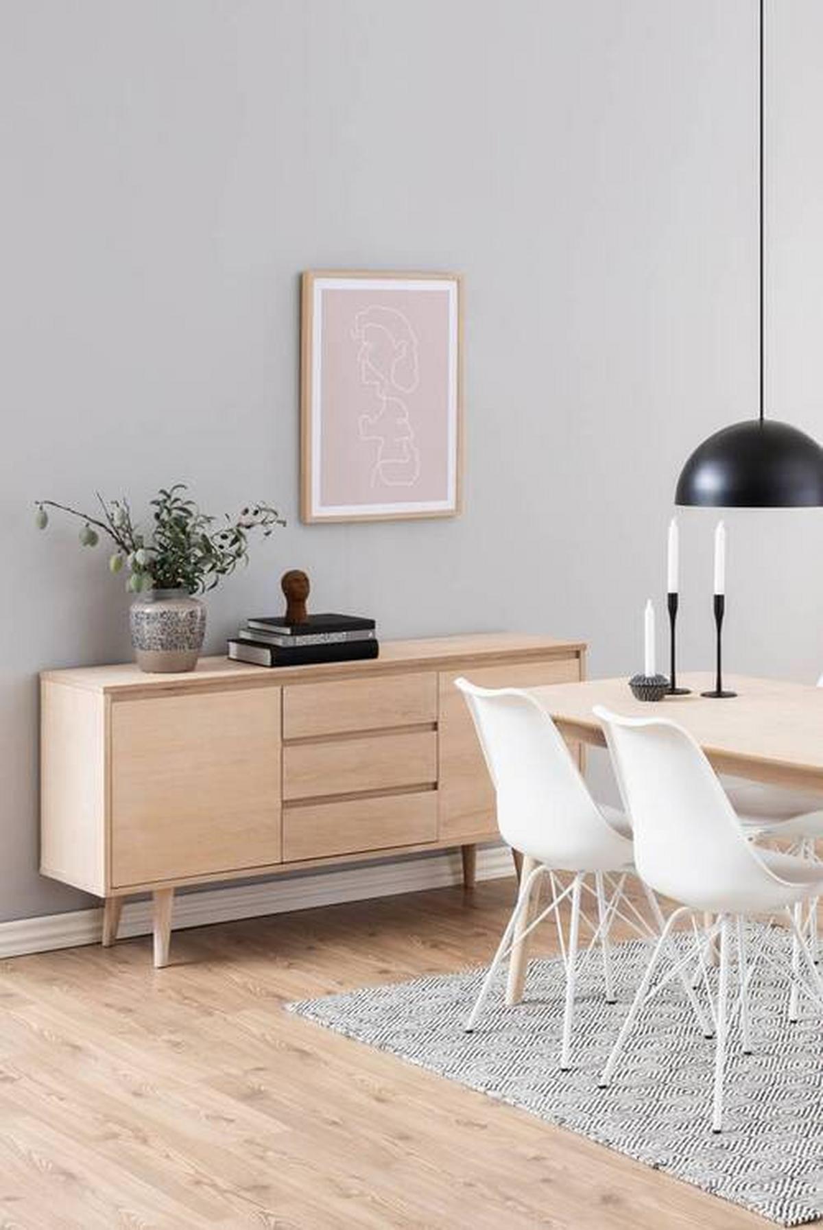 Komód Nagano - Bianco tölgy/natúr, Design, faalapú anyag (150/75/40cm)