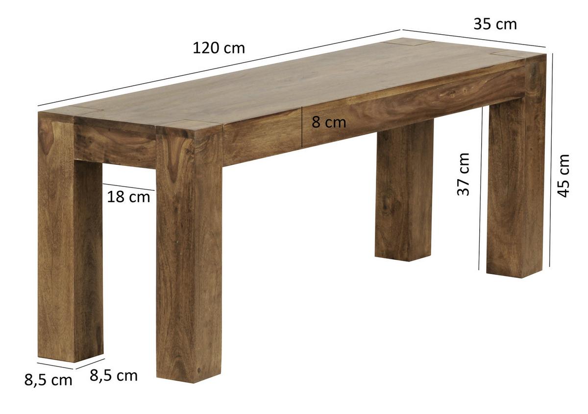 Sitzbank "Mumbai", aus Sheesham - Sheeshamfarben, MODERN, Holz (120/45/35cm) - MID.YOU