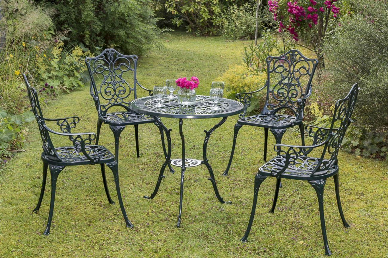 Gartentisch Lugano Grün rund ca. 70x70x68cm - Grün, ROMANTIK / LANDHAUS, Metall (70/70/68cm) - Gardenson