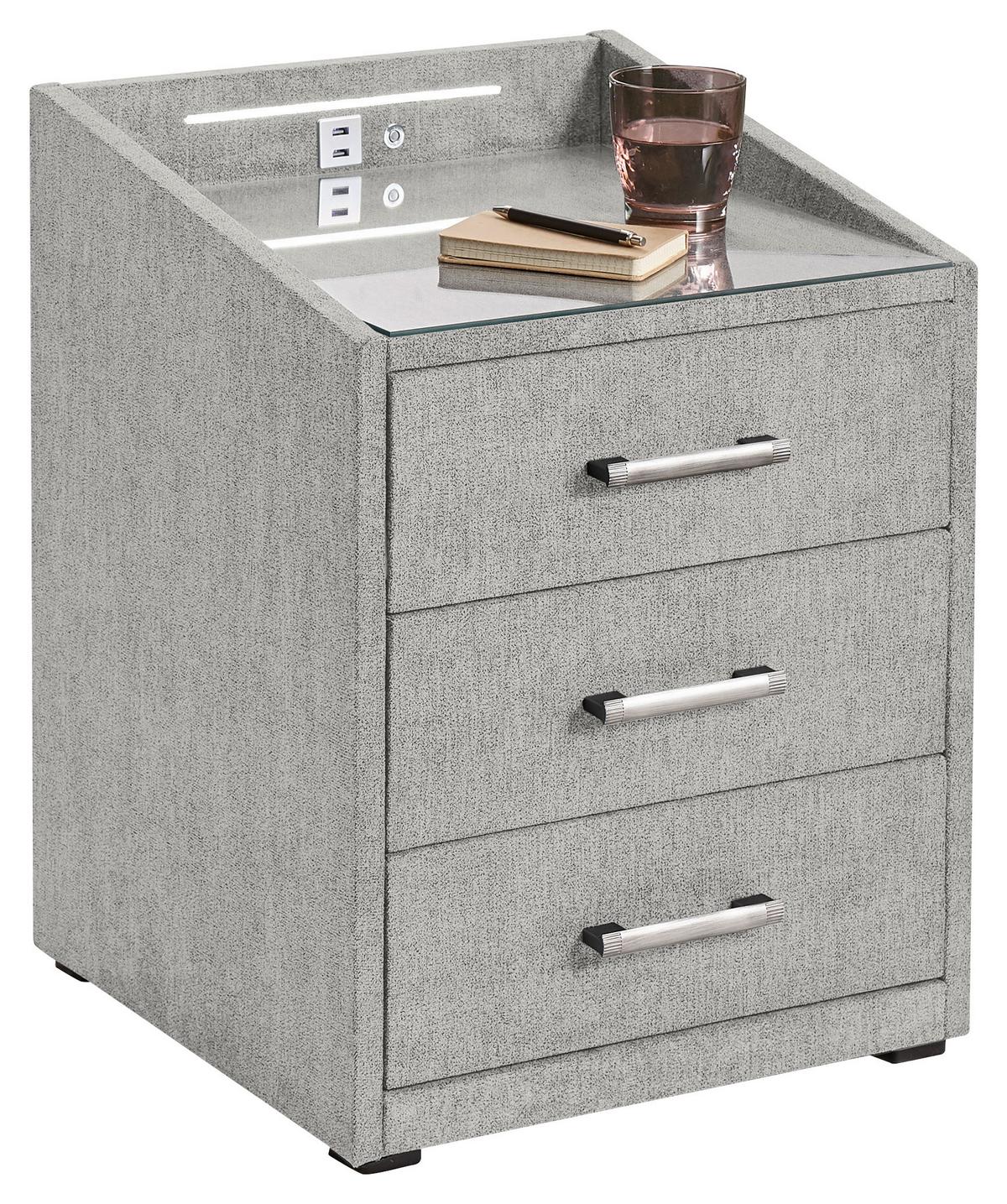 SZAFKA NOCNA MOON - kolor bagienny/kolor srebrny, Modern, materiał drewnopochodny/tworzywo sztuczne (47/61/46cm)