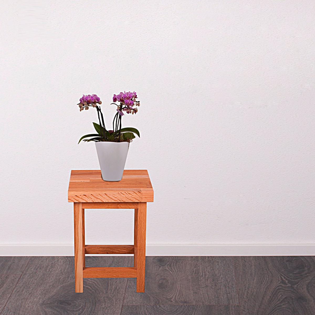 Universalhocker Echtholz Eichefarben H: 40 cm - Eichefarben, Basics, Holz (30/40/30cm) - Gardenson
