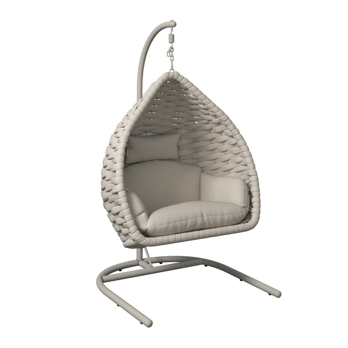 Hängesessel Sasa Creme Outdoorstoff/Metall/Kunststoff - Creme, MODERN, Kunststoff/Textil (115/200/118cm) - Bessagi Garden