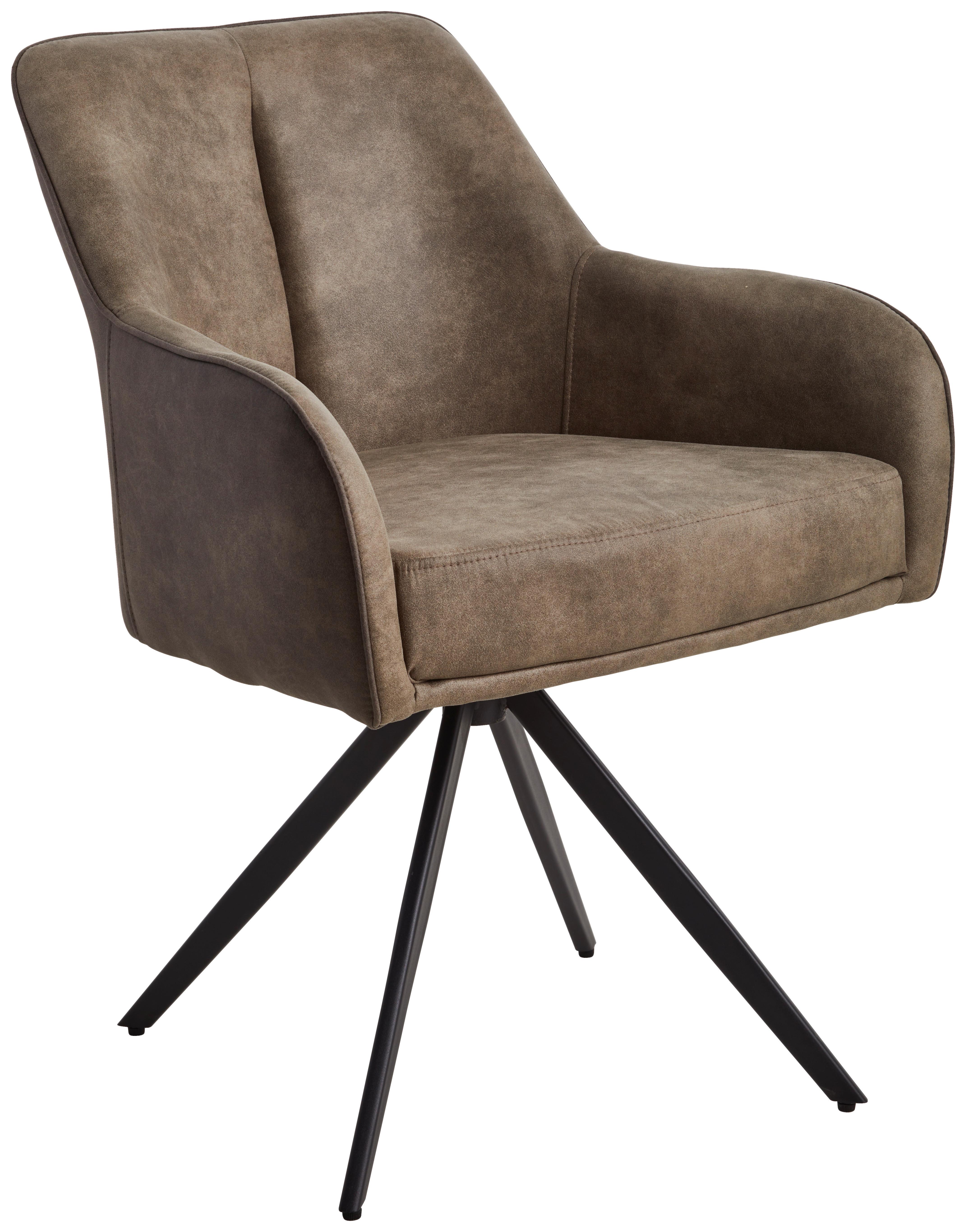 KRZESŁO Z PODŁOKIETNIKAMI ZWEI - czarny/brązowy, Modern, metal/drewno (62/83/62cm) - Livetastic