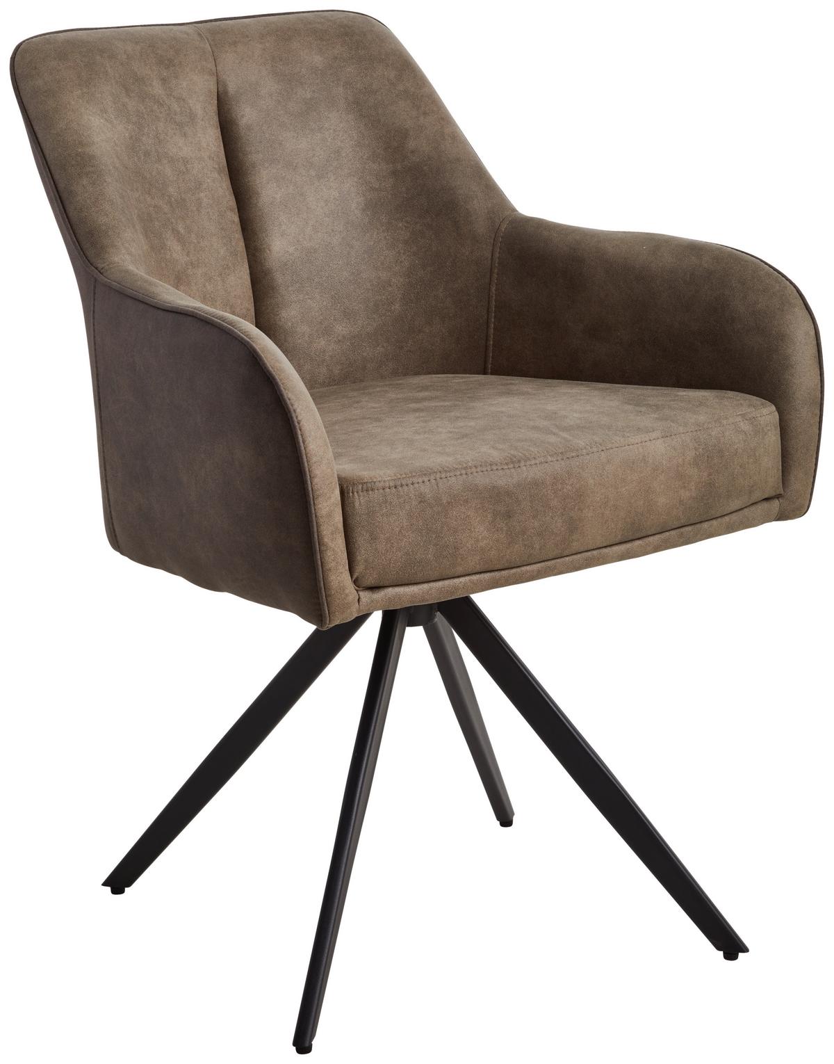 KRZESŁO Z PODŁOKIETNIKAMI ZWEI - czarny/brązowy, Modern, metal/drewno (62/83/62cm) - Livetastic