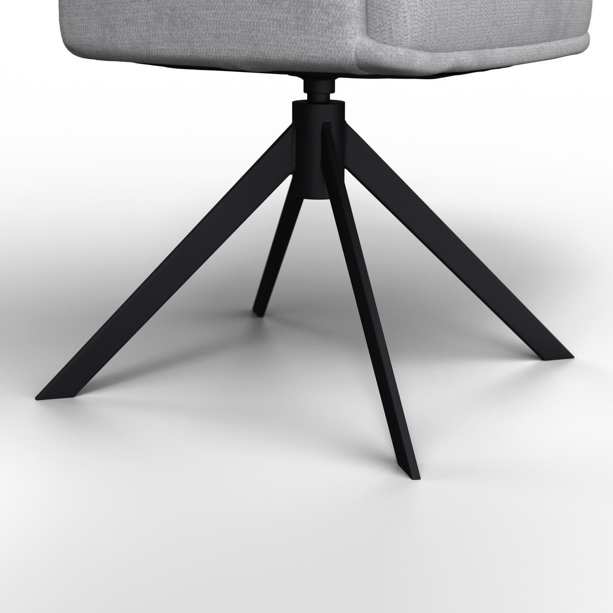 Armlehnstuhl Marietta Hellgrau Webstoff Gepolstert - Hellgrau/Schwarz, MODERN, Holz/Textil (66/90/60cm) - Bessagi Home
