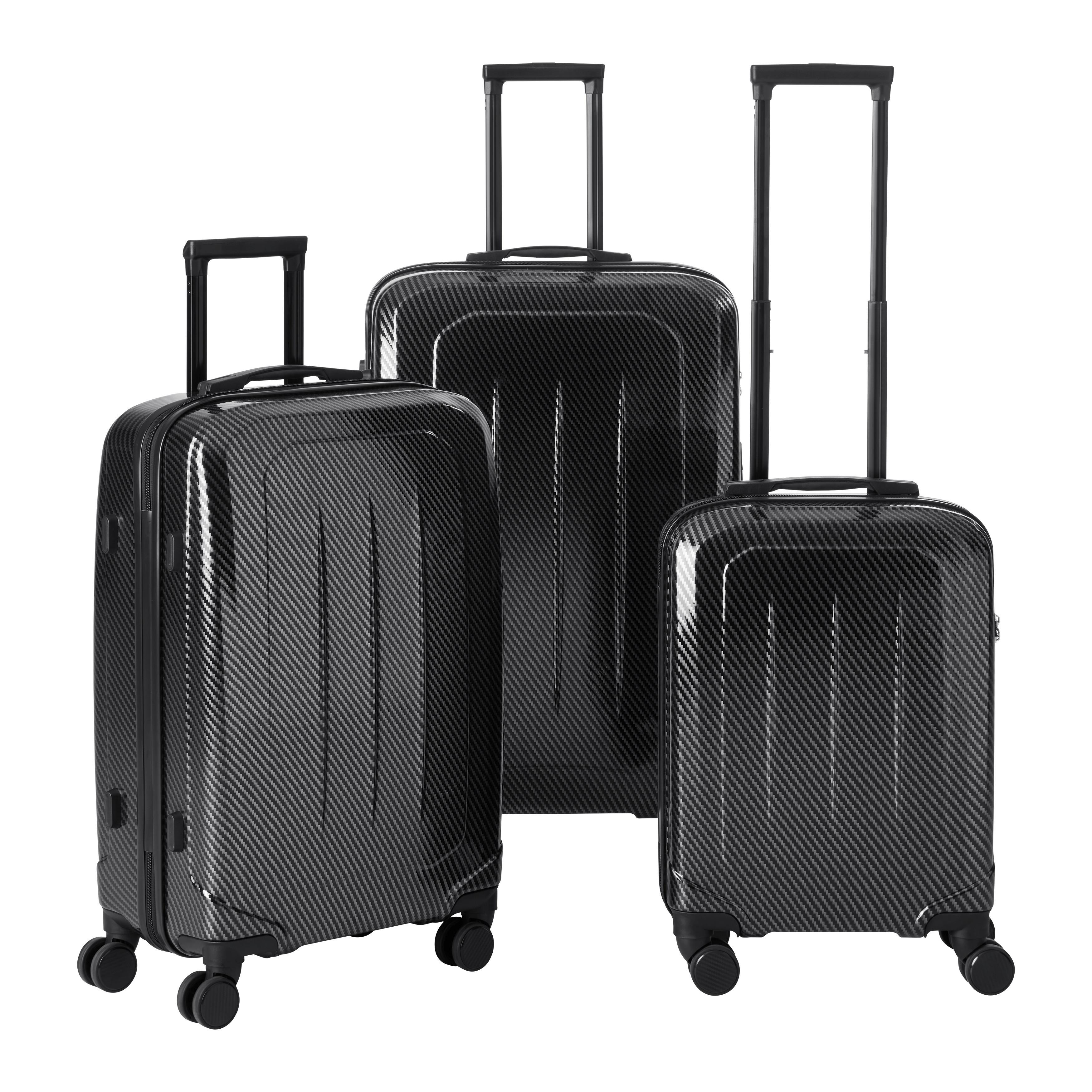 Reisekofferset Tokio Schwarz/Silberfarben, 3-teilig - Silberfarben/Schwarz, KONVENTIONELL, Kunststoff/Textil - Mömax