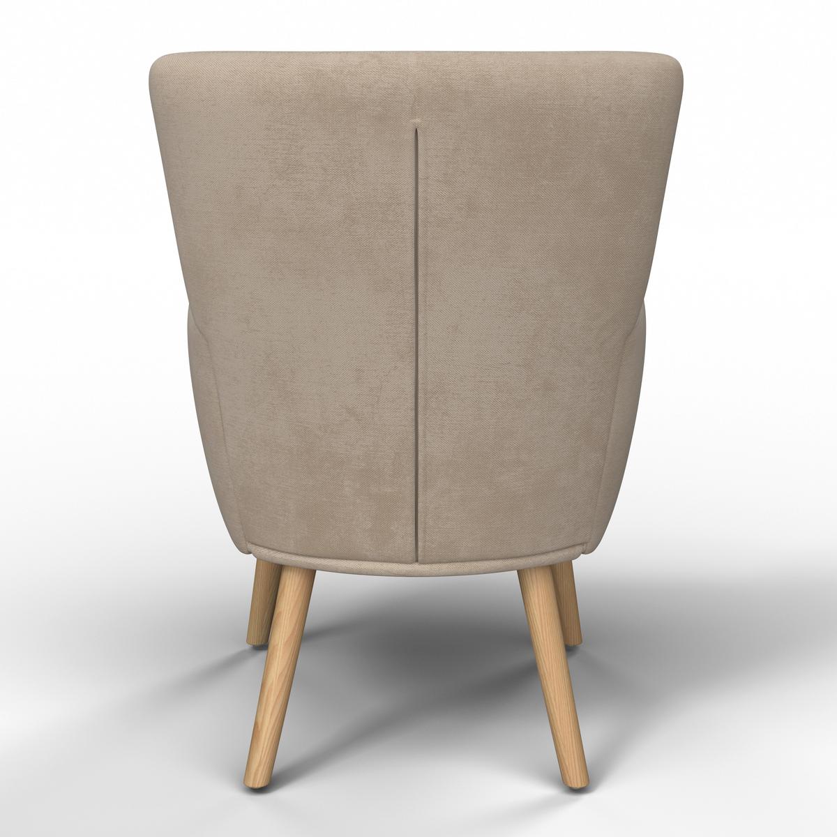 Ohrensessel Stanka Beige Webstoff - Sandfarben/Naturfarben, MODERN, Holz/Textil (67/91/72cm) - Bessagi Home