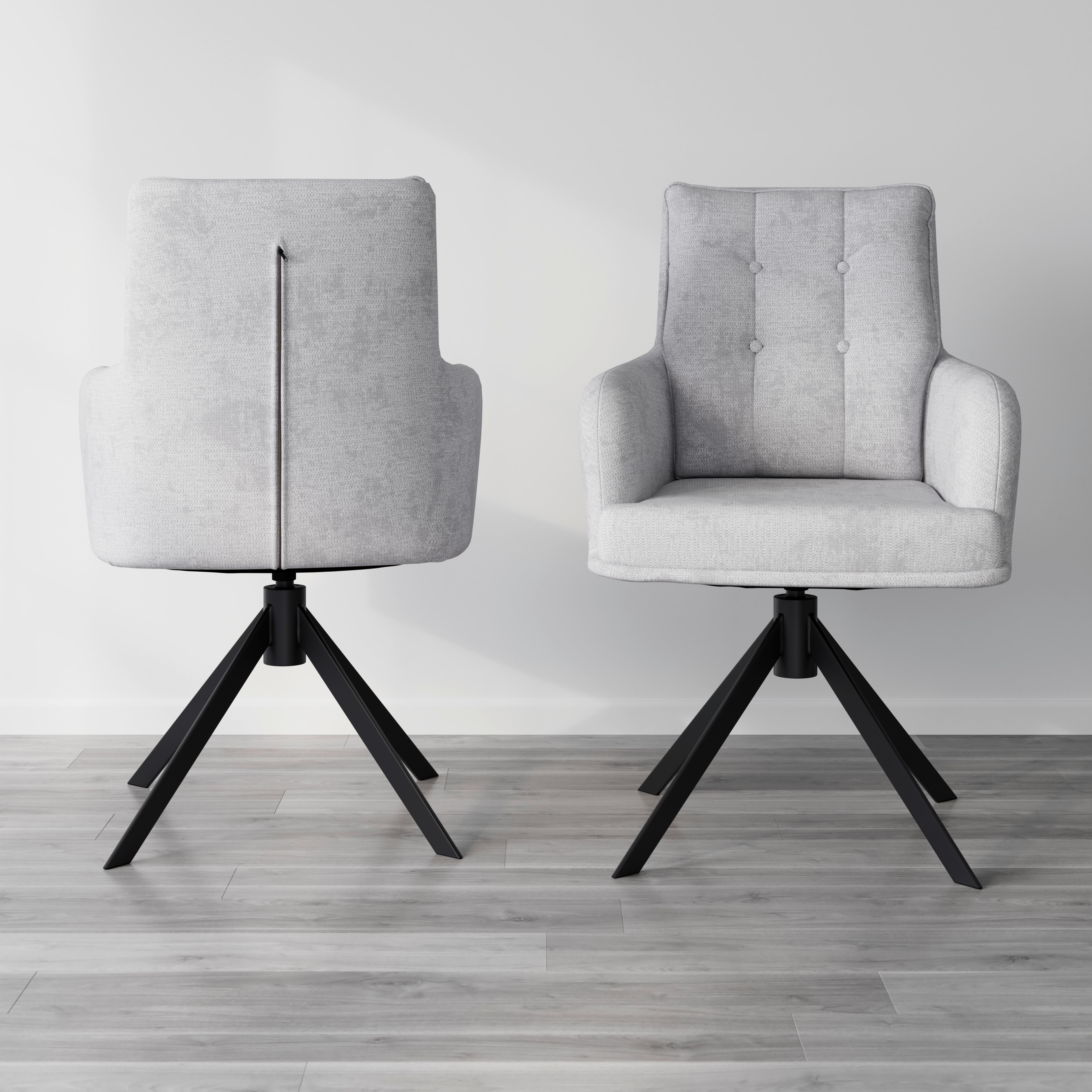STOL MED ARMSTÖD MARIETTA - ljusgrå/svart, Modern, metall/trä (66/90/60cm) - Bessagi Home