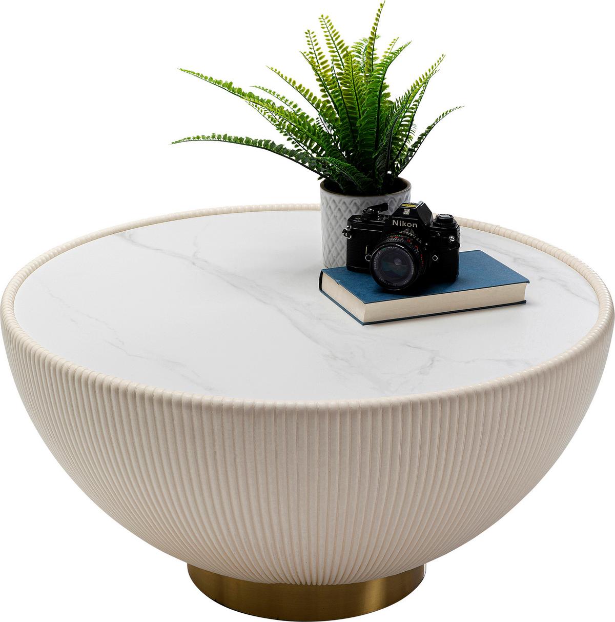 Couchtisch Endless Vegas Creme/Messingfarben - Messingfarben/Creme, MODERN, Keramik/Textil (71/71/36cm) - Kare-Design
