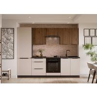 Bucatarie fara electrocasnice ARONA/MONZA - cașmir/culoare lemn de nuc, Modern, material pe bază de lemn (260/210/60cm) - Modern Living