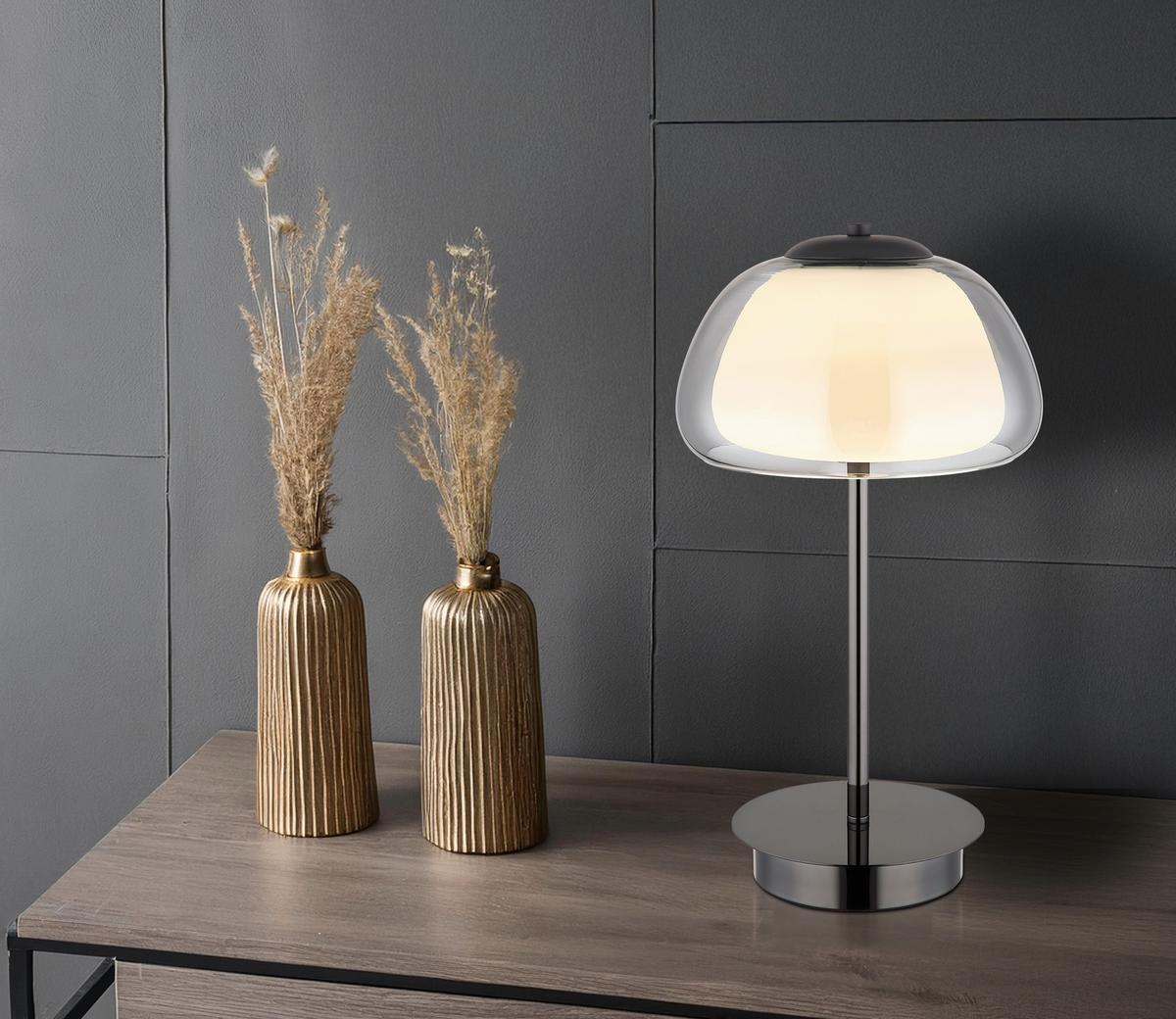 Led Stolna Svjetiljka Avila - bijela/siva, Design, staklo (25/46cm) - Globo