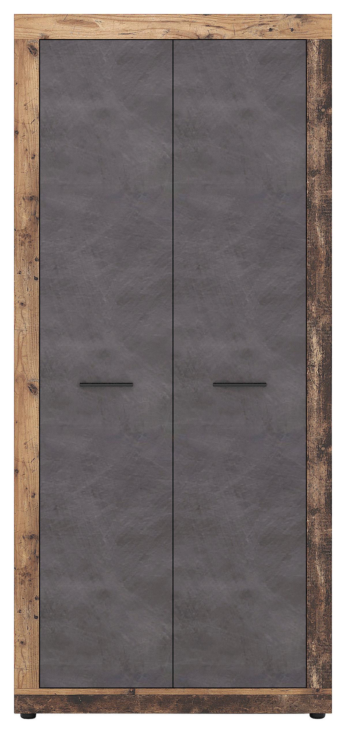 Garderobna Omara Luna, Grafit, Stari Hrast - stari hrast/črna, Design, umetna masa/leseni material (88,9/198/40cm) - Modern Living
