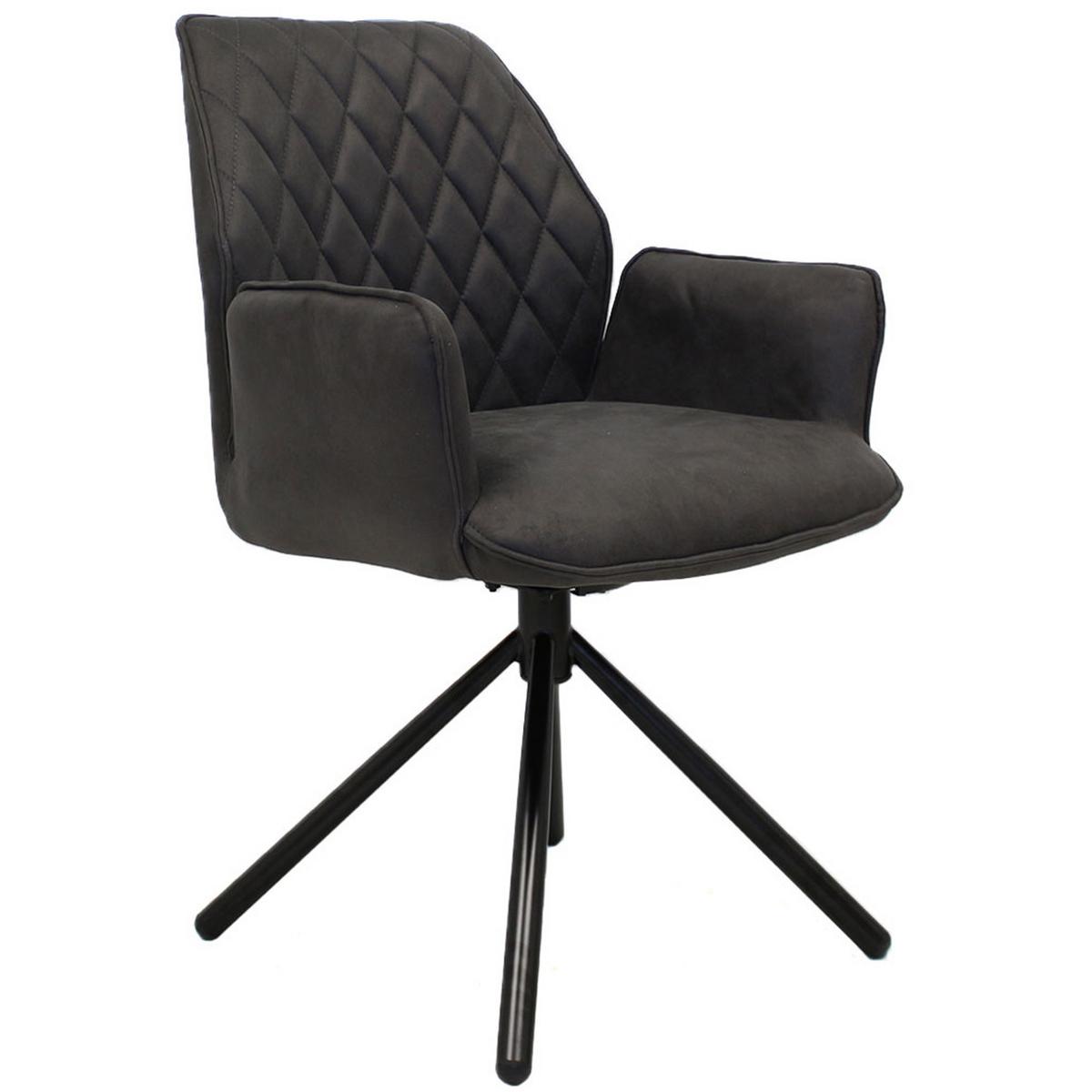 Armlehnstuhl Donny ca. 58x92 cm Anthrazit - Dunkelgrau/Anthrazit, LIFESTYLE, Textil/Metall (58/92/52cm) - MID.YOU